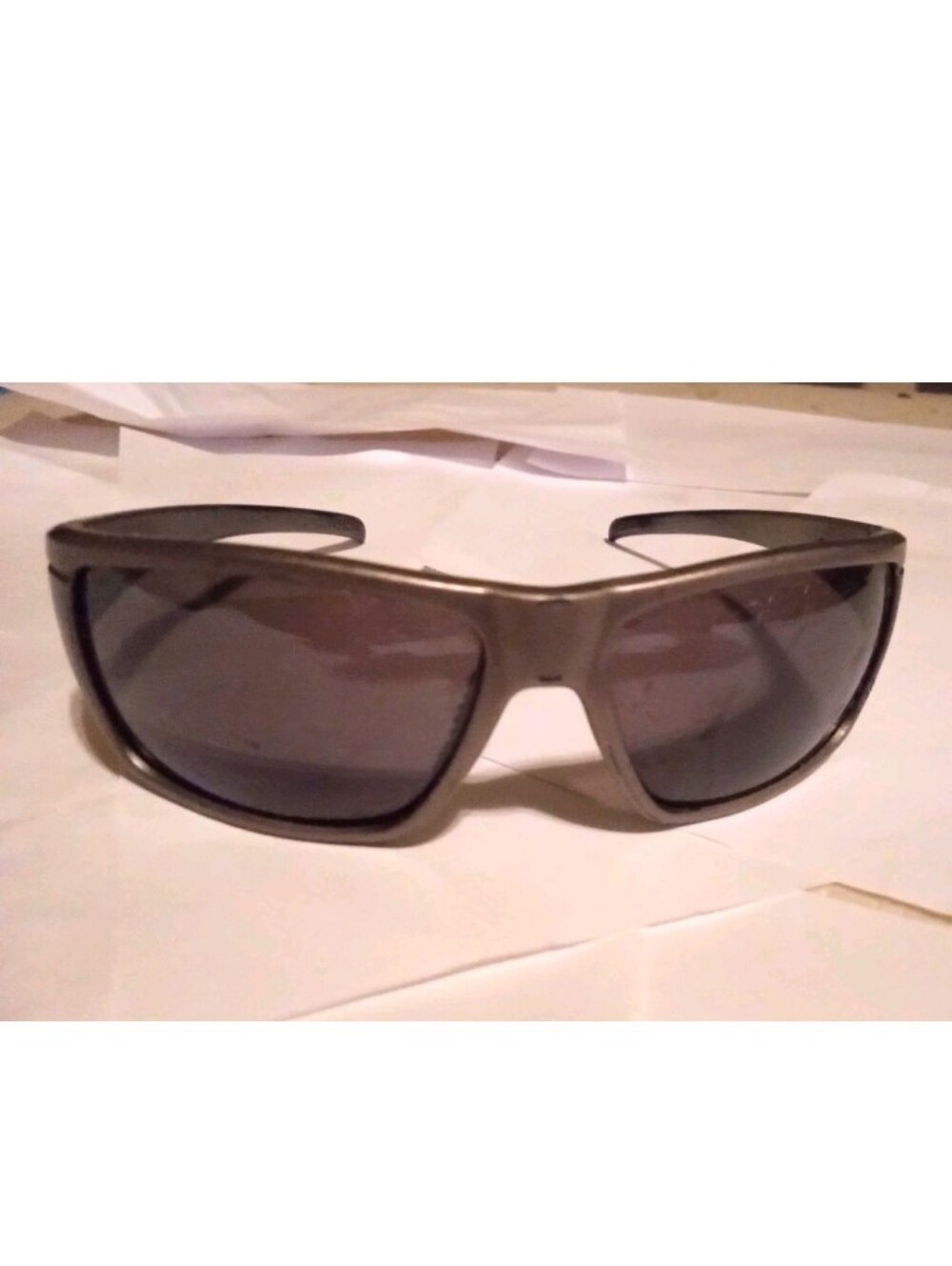Piranha Men's Wrap Sunglasses Gray Plastic Frame Gray Tinted Plastic Lenses